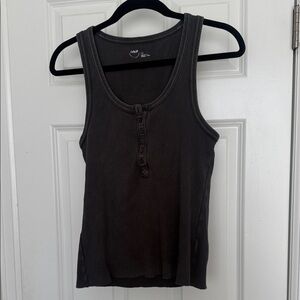 Aerie Ribbed Henley Tank Top Gray Size L
